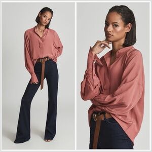 NWT Reiss Harris Concealed Placket Blouse in Pink sz 6